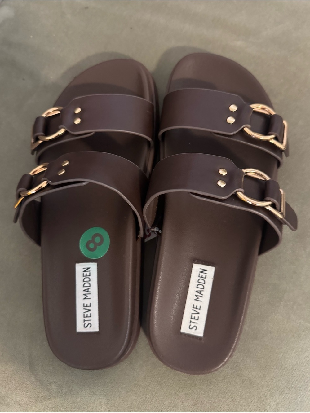 Steve Madden women sandals brown with gold buckle size 8